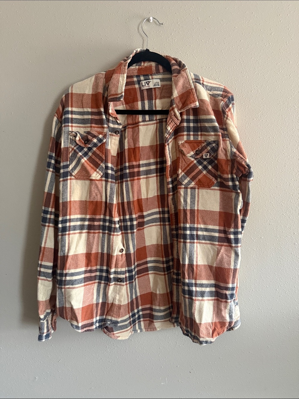 LIV Men's Rust & Cream Plaid Button-Down Shirt